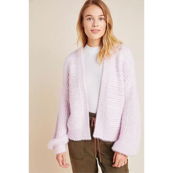 ANTHROPOLOGIE Akemi + Kin Tallulah Eyelash Cardigan Sweater Pink OS One Size - Picture 1 of 6
